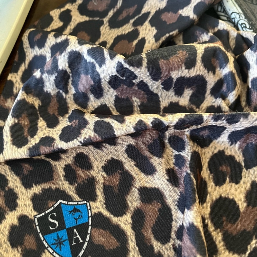 S A Co. Leopard Print/Fancy Collection Head  Scarf with Shield Emblem NWT